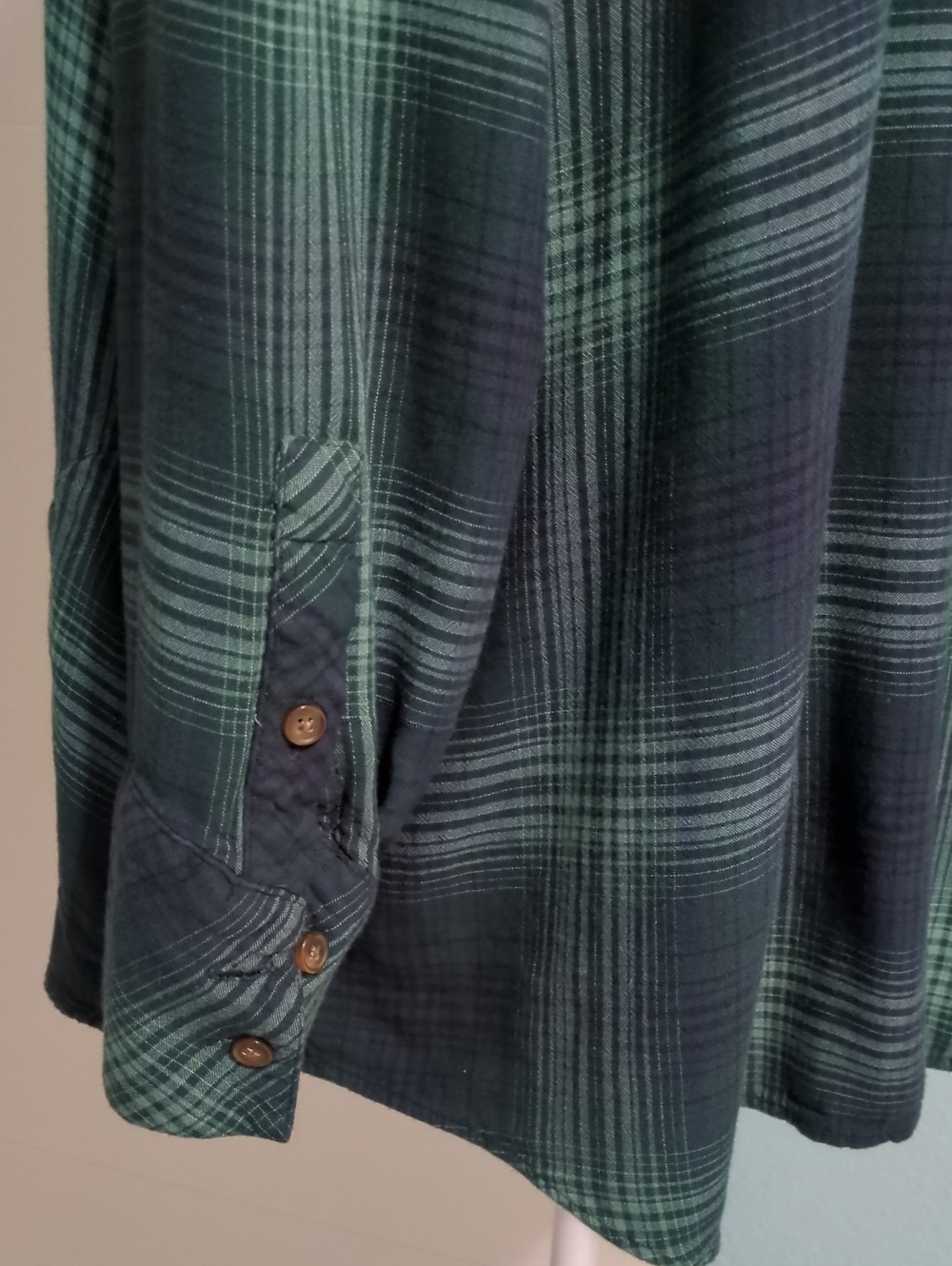 J.jill XLP Green Plaid Button-Front Women’s Shirt Casual Side Pockets Boho Fall - Picture 6 of 7